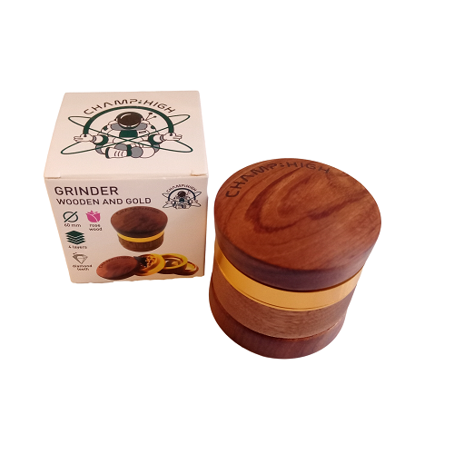 Grinder Wooden and Gold 60mm 4 parties